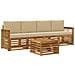 Set di divani da esterno con cuscino 5 pcs Naturale e Beige - Foto miniatura 1