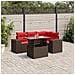 Set Divani da Giardino 5 pz con Cuscini Marrone in Polyrattan - Foto miniatura 2