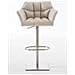 Sgabello Alto Bar Damaso I Sgabello Design Cucina Trapuntato in Tessuto con Braccioli E Schienale Imbottiti l Sedia Sgabello Bar Pub con Poggiapiedi Avorio Acciaio Inox - Foto miniatura 2