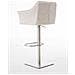 Sgabello Alto Bar Damaso I Sgabello Design Cucina Trapuntato in Tessuto con Braccioli E Schienale Imbottiti l Sedia Sgabello Bar Pub con Poggiapiedi Avorio Acciaio Inox - Foto miniatura 4