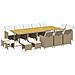 Set Da Pranzo Per Giardino 15pz Con Cuscini In Polyrattan Beige - Foto miniatura 2