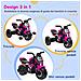 Triciclo Elettrico Per Bambini 18-36 Mesi 3 In 1 Con Fari, Musica E Clacson, In Pp E Acciaio, 75x43x47 Cm, Rosa - Foto miniatura 4