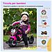 Triciclo Elettrico Per Bambini 18-36 Mesi 3 In 1 Con Fari, Musica E Clacson, In Pp E Acciaio, 75x43x47 Cm, Rosa - Foto miniatura 6