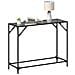 Tavolino Consolle Con Piano In Vetro Nero 98x35x81cm In Acciaio - Foto miniatura 3