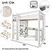 Letto A Soppalco 90×200 Cm, Letto Per Bambini Con Scrivania Usb-c, Letto Singolo, Senza Materasso - Foto miniatura 3