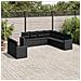 Set Divani da Giardino 9 pz con Cuscini Nero in Polyrattan - Foto miniatura 2