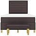 Letto con Box Spring con Materasso e Panchina Marrone Scuro 120x190 cm Tessuto - Foto miniatura 9