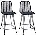 Sedia da Bar 2 pcs Nero 44,5 x 54,5 x 97,5 cm Rattan e Ferro - Foto miniatura 1