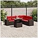 Set Divani da Giardino 7 pz con Cuscini Marrone in Polyrattan - Foto miniatura 2