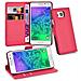 Custodia Compatibile Con Samsung Galaxy Alpha In Rosso Carminio - Coperchio Protettiva Con Chiusura Magnetica, Funzione Stand E Tasca Per Le Carte - Foto miniatura 3