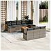 Set Divani da Giardino 11 pz con Cuscini in Polyrattan Grigio - Foto miniatura 2