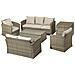 Set Mobili da Giardino 6 Pezzi in Rattan con Divani, Poltrone e Tavoli Contenitore, Beige - Foto miniatura 1
