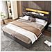 Letto Contenitore  Letto Imbottito Con Illuminazione A Led, Letto Contenitore Idraulico Con Cassetti E Vani Portaoggetti, Letto Matrimoniale 140x190 Cm, Grigio, Senza Materasso - Foto miniatura 1