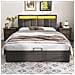 Letto Contenitore  Letto Imbottito Con Illuminazione A Led, Letto Contenitore Idraulico Con Cassetti E Vani Portaoggetti, Letto Matrimoniale 140x190 Cm, Grigio, Senza Materasso - Foto miniatura 2