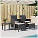 Divano Giardino 2 Posti con Tavolo e Sgabelli Nero Polyrattan - Foto miniatura 3