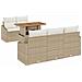 Set da Pranzo per Giardino 6 Pezzi con Cuscini Beige in Rattan e Acacia - Foto miniatura 1