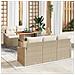 Set da Pranzo per Giardino 6 Pezzi con Cuscini Beige in Rattan e Acacia - Foto miniatura 2