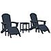 Set di Lounge da Giardino  3 Pezzi Blu Navi HDPE, Sedia Adirondack  con Poggiapiedi Blu Navi HDPE, Tavolino Laterale  Blu Navi 38x38x46 cm HDPE - Foto miniatura 1
