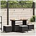 Set da Pranzo da Giardino in 4 Pezzi con Cuscini Rattan Polirizzato Nero Acacia - Foto miniatura 2