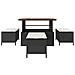 Set da Pranzo da Giardino in 4 Pezzi con Cuscini Rattan Polirizzato Nero Acacia - Foto miniatura 7