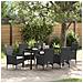 Set da Pranzo per Giardino con cuscino 7 pcs Nero Poly Rattan - Foto miniatura 2