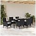 Set da Pranzo per Giardino con cuscino 7 pcs Nero Poly Rattan - Foto miniatura 4
