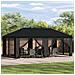 Gazebo da giardino 6 x 3 m Nero Poliestere e Acciaio 190 - Foto miniatura 2