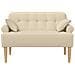 Loveseat con bottoni imbottiti Crema 120 x 65 x 79 cm Tessuto - Foto miniatura 2