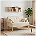 Loveseat con bottoni imbottiti Crema 120 x 65 x 79 cm Tessuto - Foto miniatura 6