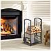 Portalegna Elegante in Metallo su 2 Livelli con 4 Utensili da Camino Dimensioni 40x30x74.5 cm Colore Nero - Foto miniatura 4