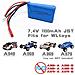 2 Pezzi Batterie Lipo Ricaricabile (7.4v 1100mah) Per Drone Auto Wltoys A949 A959 A969 A979 V912 V913 V262 L959 T23 T55 F45 - Foto miniatura 2