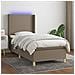 Letto a Molle con Materasso e LED Tortora 80x200 cm in Tessuto - Foto miniatura 4