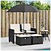 Divano Giardino 2 Posti Ombrellone e Sgabelli Nero Polyrattan - Foto miniatura 3
