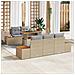 Set da Pranzo per Giardino 6 Pezzi con Cuscini Beige Polirattan Acacia - Foto miniatura 2