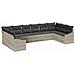 Set di divano da giardino 10 pezzi con cuscini Grigio chiaro Polyrattan - Foto miniatura 1