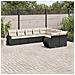Set Divani da Giardino 9 pz con Cuscini Nero in Polyrattan - Foto miniatura 2