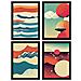 Set Di 4 Stampe Onde Posters In Stile Arte Astratta Illustrazioni E Manifesti Di Galassie Artistiche Moderne E A Colori Per L'interior Cornice Nera A3 - Foto miniatura 1