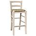 Sgabello Snack Legno Grezzo Con Schienale Da Verniciare In Paglia H 67 - Foto miniatura 1