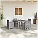 Set da pranzo da giardino 5 pezzi con cuscini grigio chiaro in rattan sintetico - Foto miniatura 3