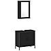 Set di mobili da bagno 3 pezzi in legno ingegnerizzato color quercia nera - Foto miniatura 6