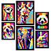 Set Di 6 Stampe Animali Amichevoli In Formato Ritratto. Vivaci Illustrazioni In Stile Acquerello Di Animali Sorridenti. Design D'interni. A3 & A4 Cornice Nera - Foto miniatura 1