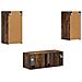 Set mobile TV 6 pcs Rovere fumé Legno multistrato - Foto miniatura 8