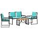 Set di Mobili da Esterno 9 pcs Nero e Turchese polyrattan - Foto miniatura 1