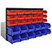 Contenitore Plastica Per Garage Da Parete Set 30 Pz Blu E Rossi - Foto miniatura 1