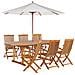 Set Da Giardino 6 Posti Legno Scuro Con Ombrellone (12 Opzioni) Maui - Foto miniatura 4