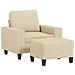 Poltrona con Poggiapiedi Crema 60 cm in Tessuto - Foto miniatura 1