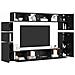 Set mobile TV 9 pcs Rovere nero Legno multistrato - Foto miniatura 3