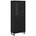 Credenza 2 pcs Rovere Nero Legno Stratificato e Vetro - Foto miniatura 1