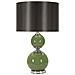 Lampada Da Tavolo Eva Two In Vetro Verde E Grigio Con Paralume In Tessuto — Ø 38 Cm - Foto miniatura 1