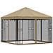 Gazebo da giardino con pareti laterali 3 x 3 m Beige - Foto miniatura 3